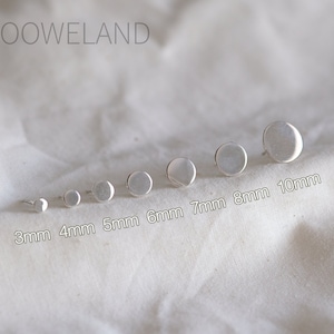 Flat Circle Silver Stud Earrings - 925 Sterling Silver Earrings 3mm 4mm 5mm 6mm 7mm 8mm 10mm, Basic Stud Earrings, Minimalist, Gift, Simple