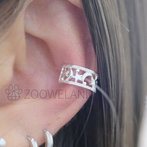Moon and Stars Ear Cuff - 925 Sterling Silver, No Piercing Needed, Wrap Earring, Gift, Minimalist, Cute, Unique, Dainty, Modern, Galaxy