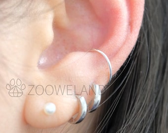 Simple Thin Line Ear Cuff - 925 Sterling Silver, No Piercing Needed, Wrap Earring, Bead, Minimalist, Cute, Unique, Dainty, Modern, Plain