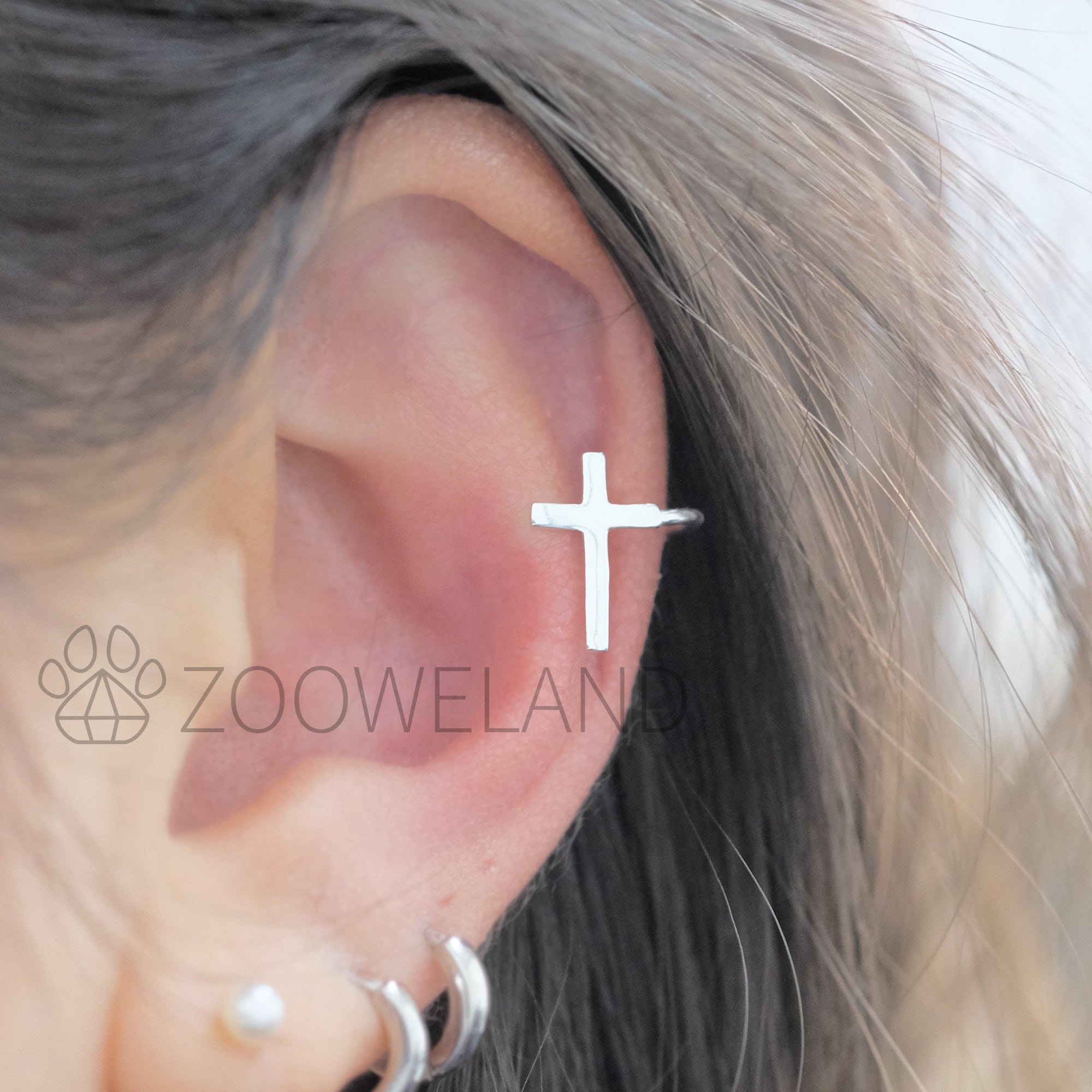 Two Lines / Crossing Silver925 Ear Cuff For Men & Women