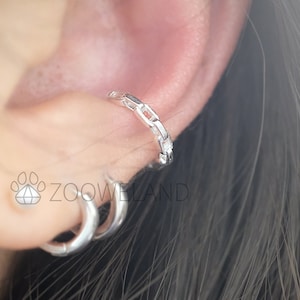 Thin Eternity Chains Ear Cuff - 925 Sterling Silver, No Piercing Needed, Wrap Earring, Minimalist, Cute, Unique, Dainty, Modern, Simple