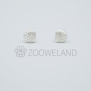 Scallop Shell Silver Earrings - Dainty 925 Sterling Silver Stud ...