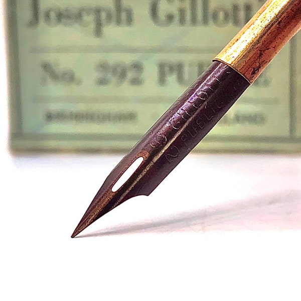 Joseph Gillott No. 292 Public Pen PURPLE Dip Pen Nib ANTIQUE Hand grind