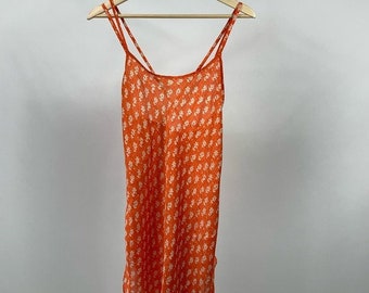 Vintage Floral Orange Victoria’s Secret Lingerie Slip Teddy Chemise Medium M