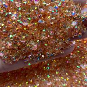 10Gram BULK 2MM\3MM\4MM\5MM\6MM Lt.Peach AB TRANSPARENT  Flatback Rhinestones Non Hotfix, Transparent Rhinestones, Lt.Peach Rhinestone