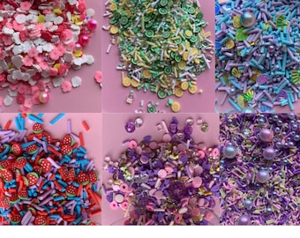 Violets Sprinkle Mix, Polymer Clay Fake Sprinkles with Resin pearls and rhinestones, DIY Craft Supplies(20G)