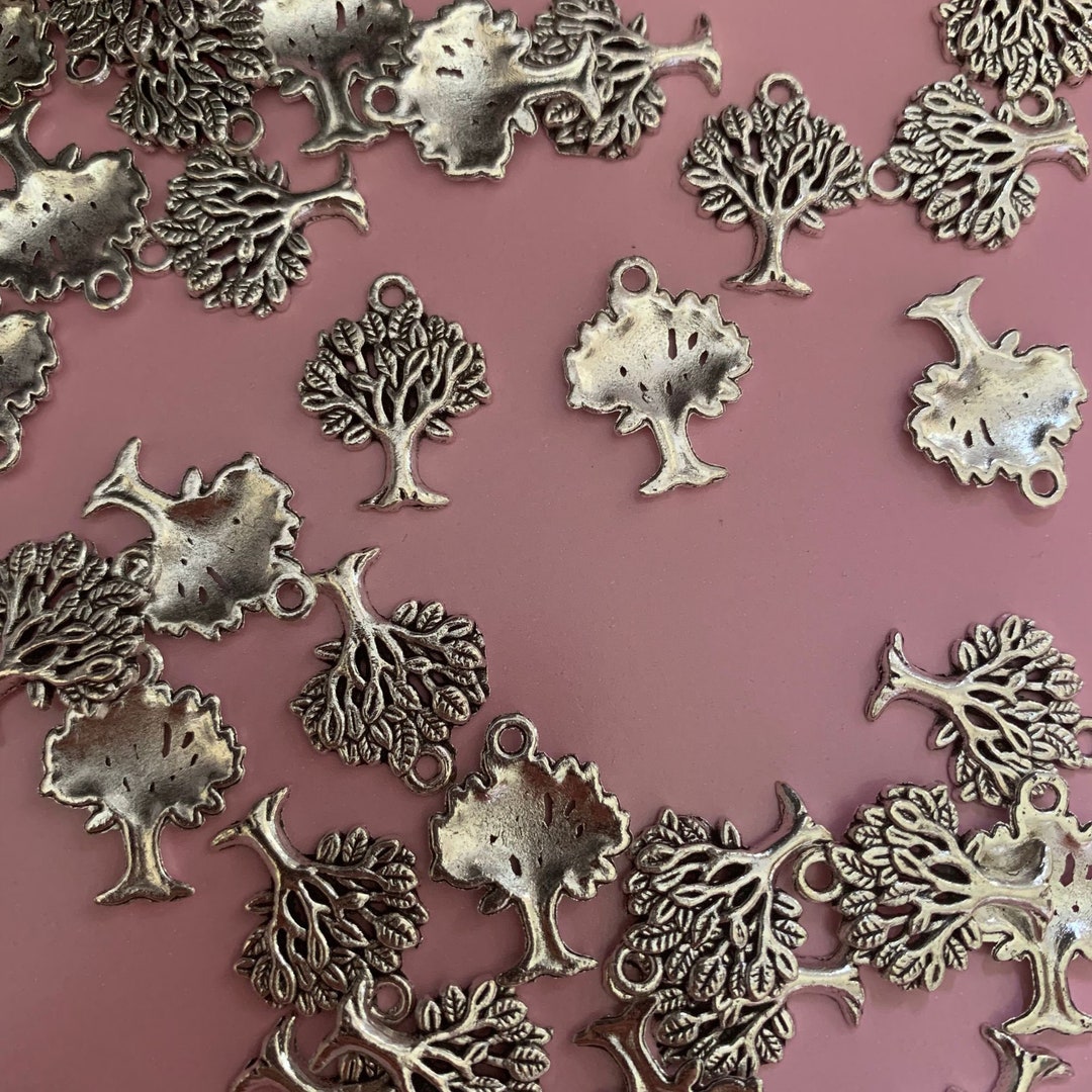 5 Small Tree Charms/antique Silver/tree of Life/ Silver Tree Charm