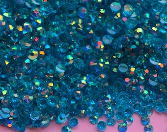 10G BULK 2MM\3MM\4MM\5MM\6MM Blue Zirconc AB TRANSPARENT  Flatback Rhinestones Non Hotfix, Transparent Rhinestones, Blue Zirconc Rhinestones
