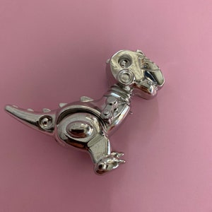 Dinosaur Pendant ,Stainless Steel Charm ,  SIlver Dino Pendant , Necklace Keychain Animal Charm 3D 60*30*22mm
