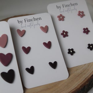 Polymer clay earrings | polymer clay | Valentine's Day earrings hearts | Stud earrings set