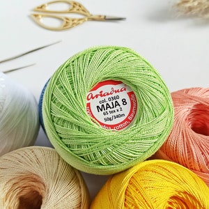 MAJA Size 8 Pearl Cotton Crochet Thread Shine and Nice Structure / 340m / Double Mercerised / Well Twisted