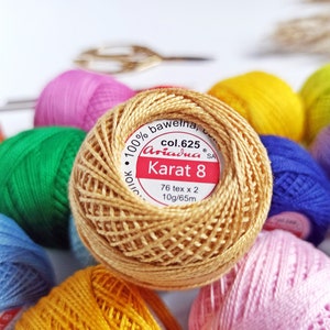 KARAT Cotton Crochet Thread Size 8 Deep and Stunning Colours / 65m / 54 Colours
