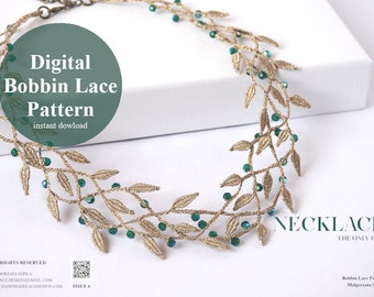 Digital Bobbin Lace Pattern / Necklace - The Only One / Lacemaking Jewellery DIY / Instant Download PDF
