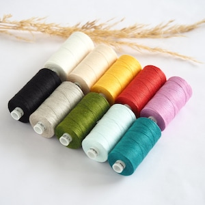 SET of 10 Natural Fine Linen Threads 38 tex x 2 / 547yd 500m / 2PLY Spool 100% linen / Unwaxed