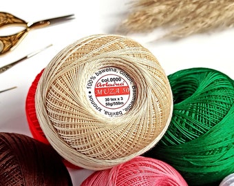 MUZA Size 50 Cotton Crochet Thread Luxurious Feel / 550m / Double Mercerised / Well Twisted