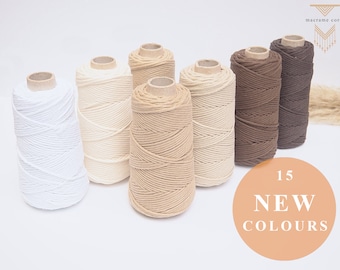 Luxurious Feel Macrame Cotton Cord / 3mm / Single Twisted / 34 Colours / Based in the UK