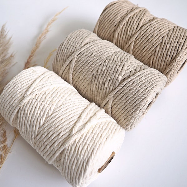 Luxurious Feel Macrame Cotton Cord / 5mm / Single Twisted / 5m 10m 20m 50m 100m Based in the UK