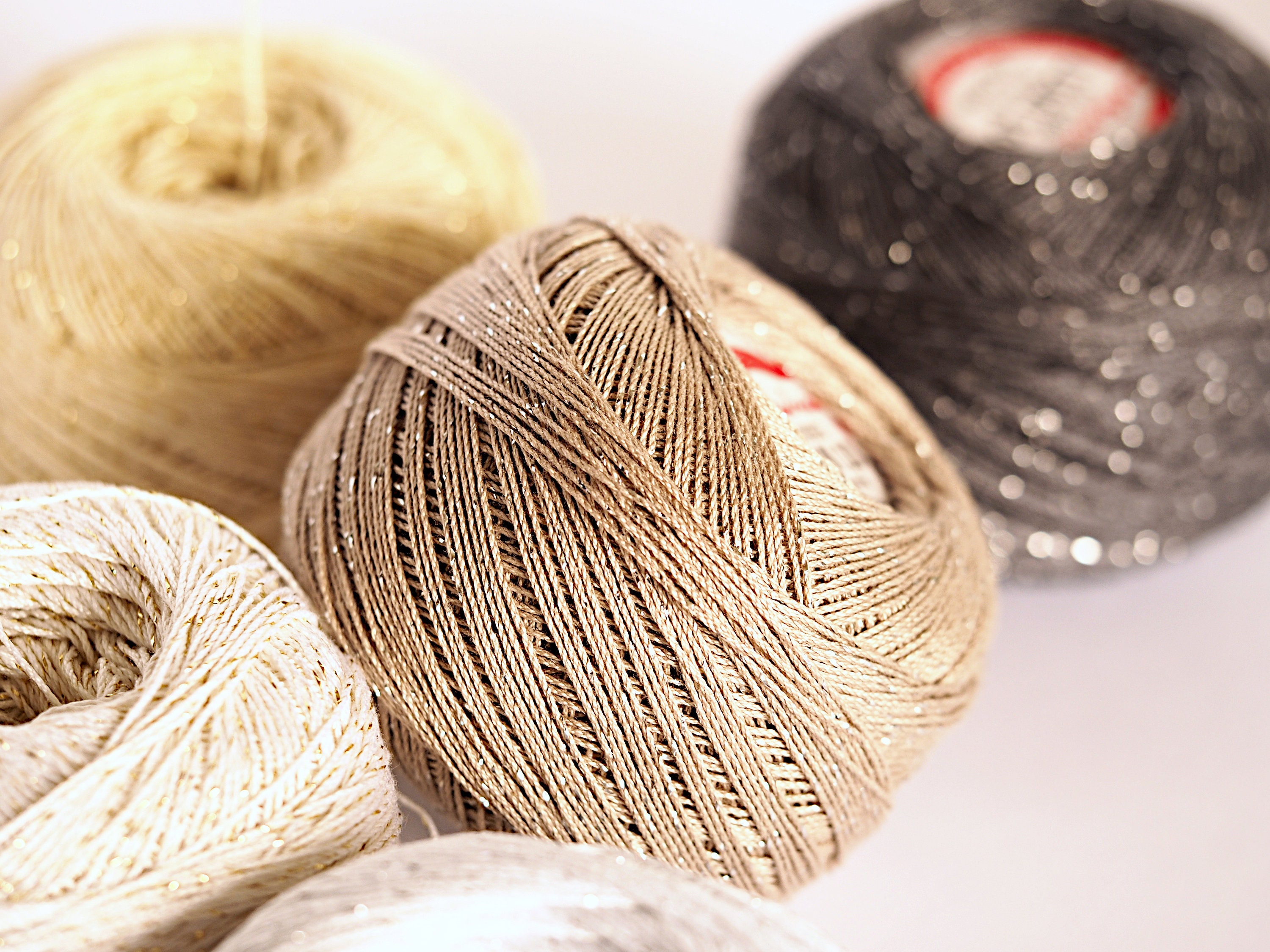 Gold Metallic Yarn, Glitter Golden Lurex Sparkle Knitting Crochet