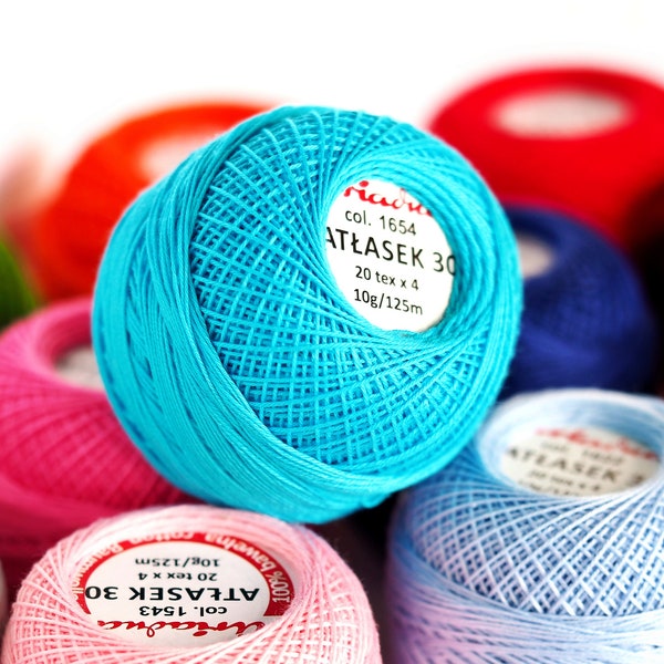 ATLASEK Beautiful Shiny Thread for Embroidery Cotton Ball 125m Yarn 10g Ariadna