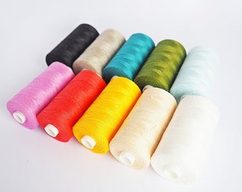 Natural Fine Linen Thread / 547yd 500m / 2PLY Spool 100% linen grey, white, black, beige, red, yellow, blue