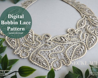 Digital Bobbin Lace Pattern / Necklace - Rainforest / Lacemaking Jewellery DIY / Instant Download PDF