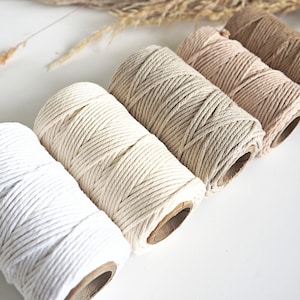 Macrame Cotton Cord 50 m / 2 mm / 100g Spool / Single Twisted / 35 Various Colours / Based in the UK