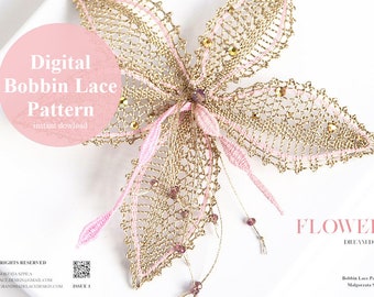 Digital Bobbin Lace Pattern / Flower - Dream Dusk / Lacemaking Jewellery DIY / Instant Download PDF