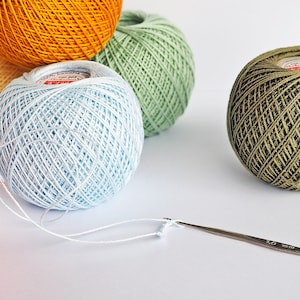 KAJA Cotton Crochet Thread Size 15 Soft and Supple Solid and Gradient Shades / 200m / 60 Colours