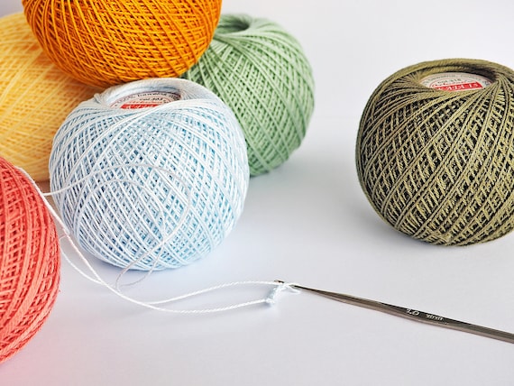 KAJA Cotton Crochet Thread Size 15 Soft and Supple Solid and Gradient Shades / 200m / 60 Colours