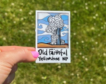 Yellowstone Park Decal Yellowstone Park Scenic Highway Vintage Travel Decal - Vinyl Sticker, Multi-Color, USA Made Yellowstone National Park Stickers
