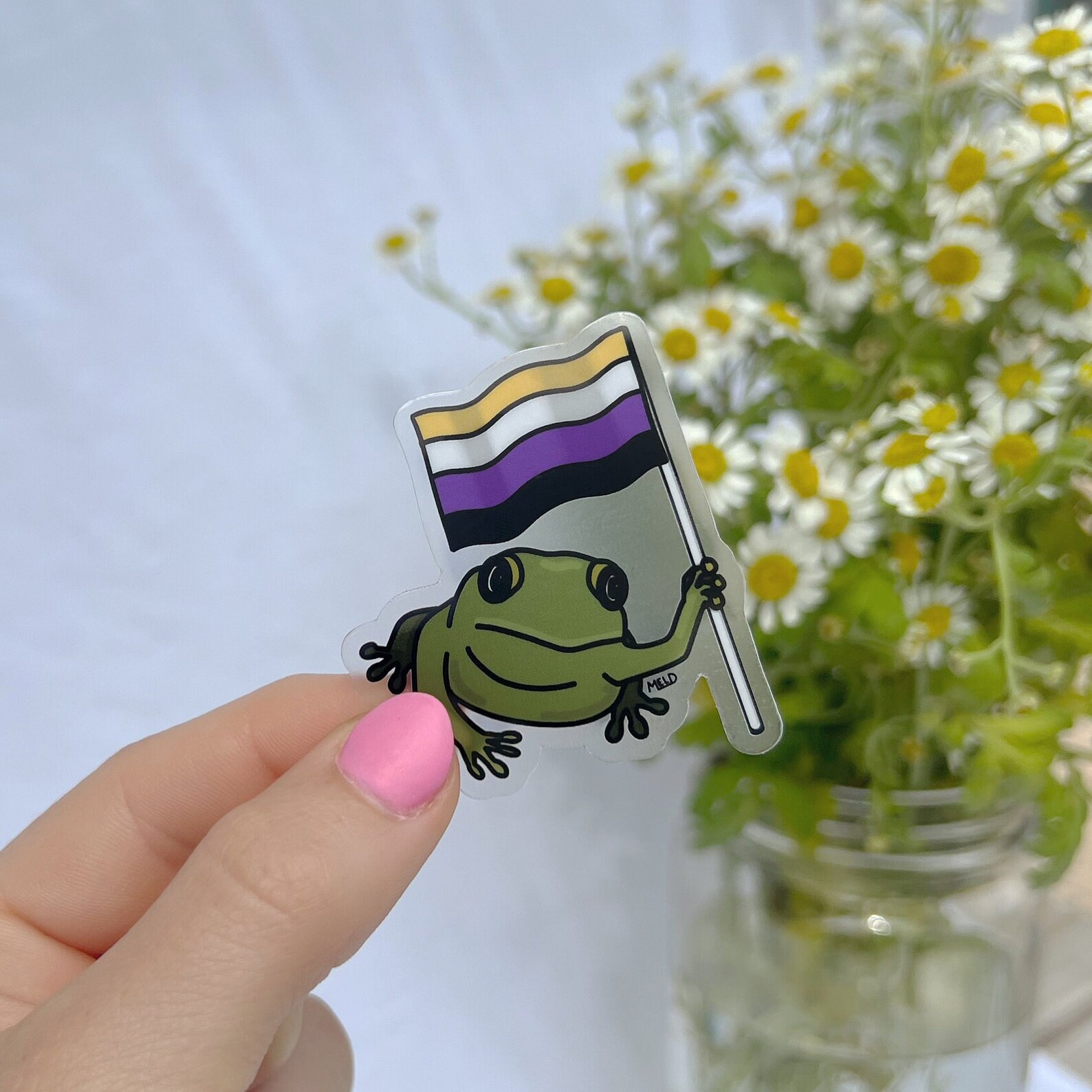 3 Pack Frog With Pride Flag Clear Vinyl Sticker - Etsy