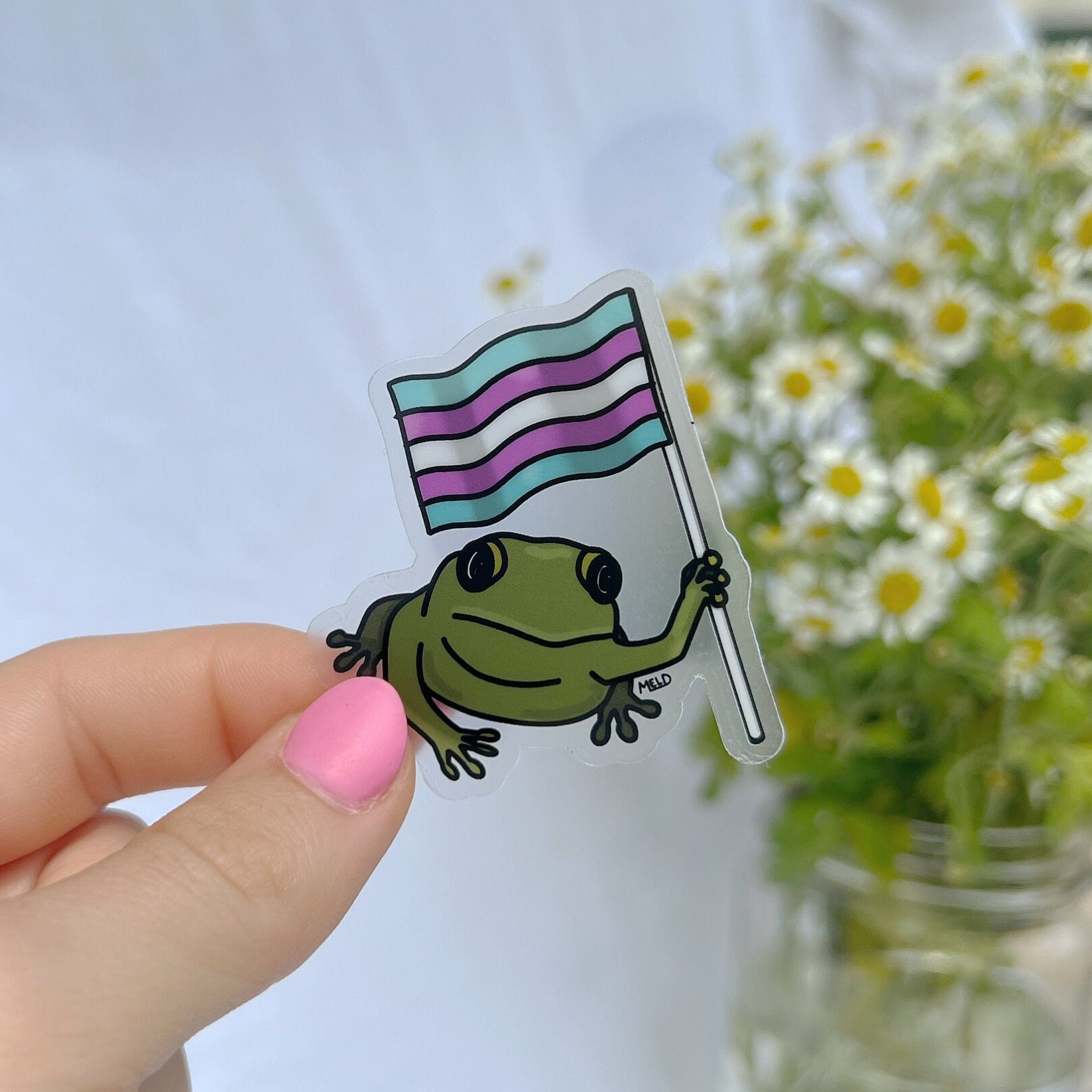 3 Pack Frog With Pride Flag Clear Vinyl Sticker (progressive Pride is ...