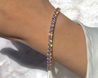 14kt Clear Crystal Tennis Bracelet • Bracelet • Gifts • Long Distance • Mothers Day Gift • College Student Gift • Christmas Gift • Birthday
