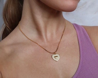 Golden Heart Pendant • Heart necklace • gold heart jewelry • gifts for her • boho • feminine style • everyday jewelry • birthday • college