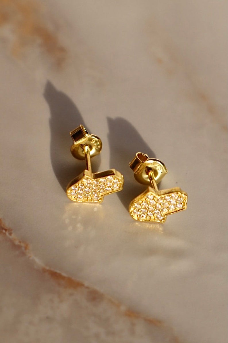 14kt Hamsa Ohrstecker Böses Auge Ohrringe Gold Ohrringe Ohrstecker Studenten Geschenk Weihnachtsgeschenk Mutter Geschenke Geburtstag Bild 3