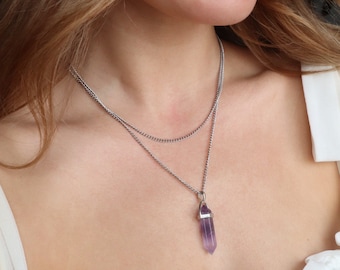 Amethyst Silver Chain Layer • Amethyst silver necklace • amethyst necklace set • amethyst necklace • amethyst jewelry • gifts for her • gift