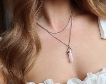 Rose Quartz Chain Layer • Rose Quartz Necklace• Rose Quartz jewelry • rose Quartz accessories • gifts for her • gift ideas • birthday gifts