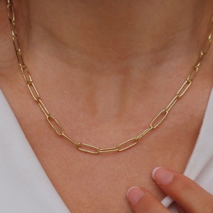 Gold Rectangle Chain • paperclip • chunky chain • large linked chain • rectangle link chain • layer chain • silver necklace • chi bohemian