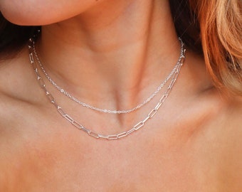 Silver Chain Layer • silver chains • silver necklace set • silver pendant • gifts for her • birthday • christmas • gift ideas • everyday