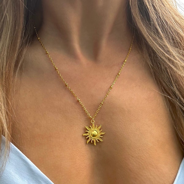 Gold Sun Beaded Necklace • sun necklace • gold necklace • statement jewelry • sun jewelry• gifts for her • Christmas gifts • gold jewelry