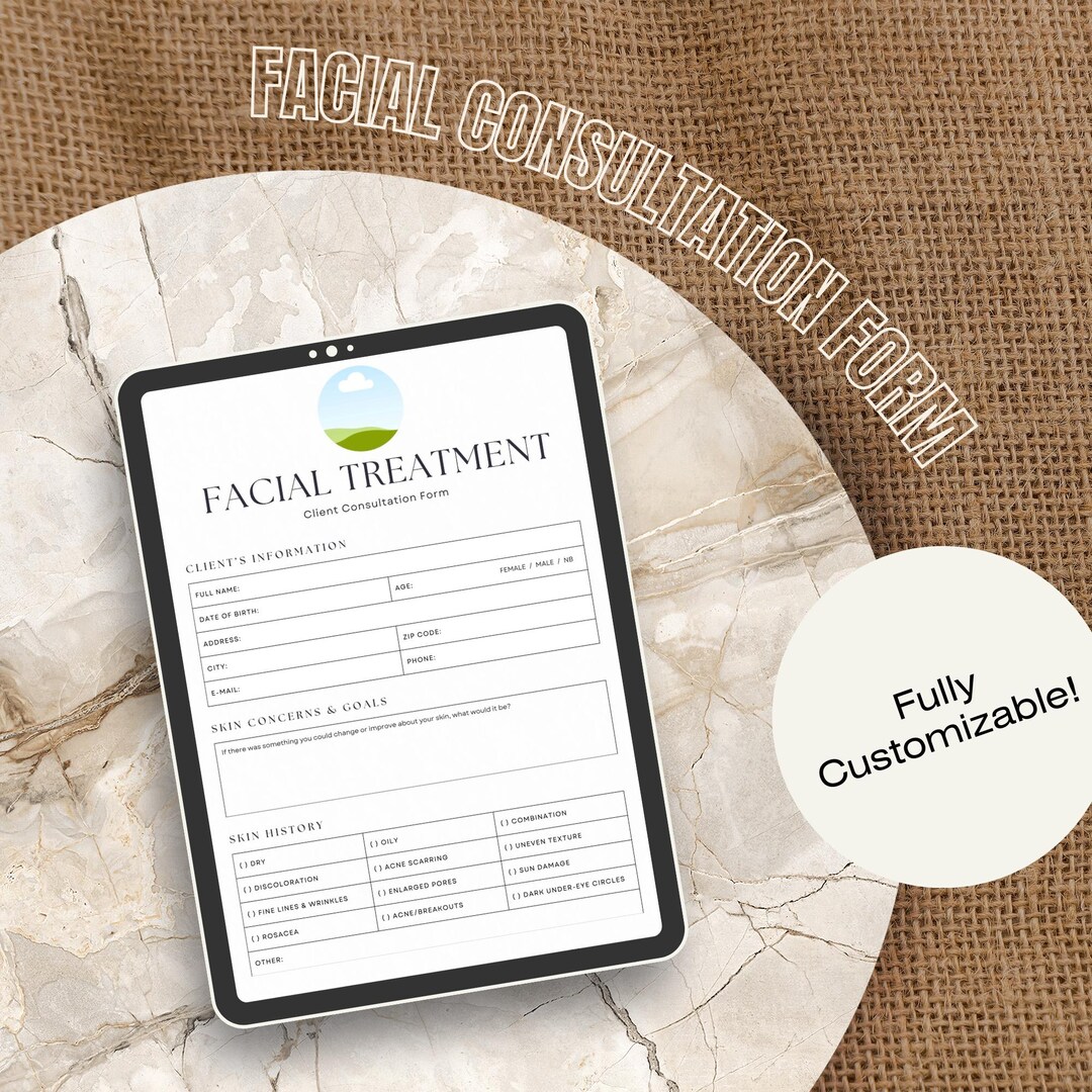 Esthetician Client Intake Form | Facial Consultation, Consent (editable ...
