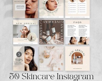 Skincare Instagram Post Templates | Canva Editable Content (Digital Download