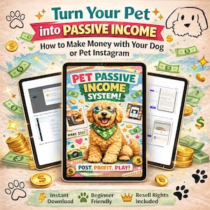Pet Instagram Passive Income Guide | Petfluencer System (Digital Download