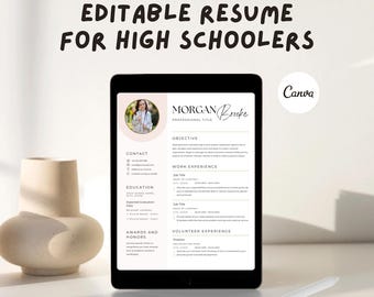 Teen Resume Template | Student First Resume | No Experience Resume | Teen Job Application CV | Editable Canva Resume | High School Resume