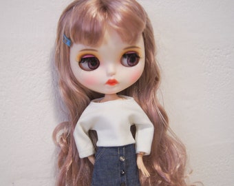 Blythe white shirt/ Blythe doll clothes/ Blythe off shoulder top/ Blythe doll shirt/ White shirt for blythe/ Blythe outfit/ Blythe fashion