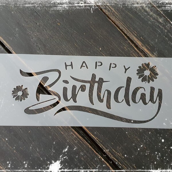 Happy Birthday Stencil Template - Reusable Mylar Stencil For Walls, Crafts, Painting (Small & Large)