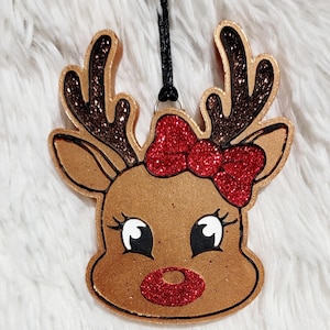 Girly Reindeer with bow Car Freshie