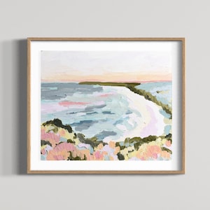 Peachy, Byron Bay - Unframed Print. Beach art, Australian landscape, print, ocean art, Australian coast, surf art, Wild places, peach, pink.