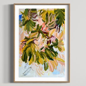 Bananas - Unframed Print. Australian abstract painting, tropical, coastal, Australian artist, Art for home, home decor, palm tree. plant.