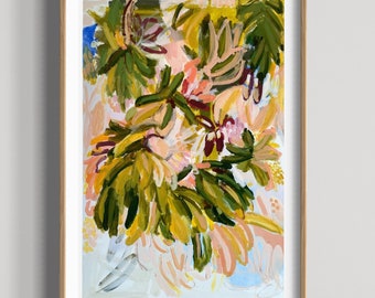 Bananas - Unframed Print. Australian abstract painting, tropical, coastal, Australian artist, Art for home, home decor, palm tree. plant.